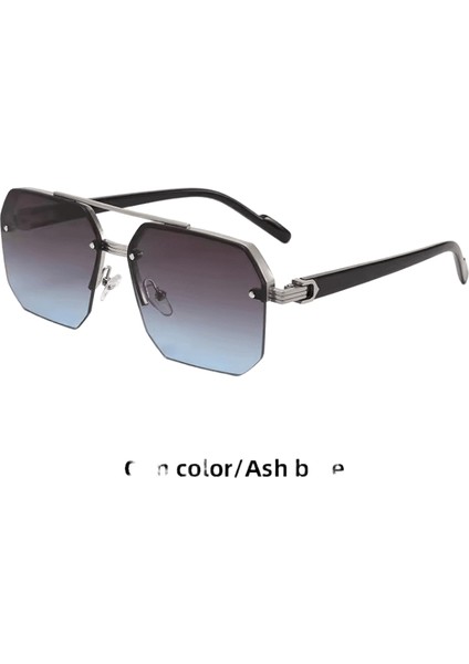 Büyük Boy Retro Çift Köprü Çokgen Kare Metal Erkek Güneş Gözlüğü Moda Degrade Tonlar UV400 Trend Kadın Güneş Gözlüklerilens Rengi:4 (Yurt Dışından)
