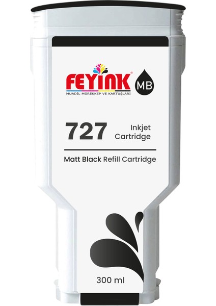 ® Hp 727 Matt Black (Mk) Orijinal Mürekkep Dolumlu Feyink Kartuş 300 ml Mat Siyah