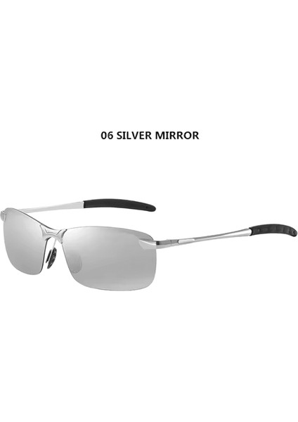 Klasik Lüks Erkek Polarize Güneş Gözlüğü Erkekler Kadınlar Için Sürüş Balıkçılık Yürüyüş Güneş Gözlükleri Erkek Vintage Gözlük Adam Shades UV400 Lensler Renk: 06 Sılver Mırror (Yurt Dışından)