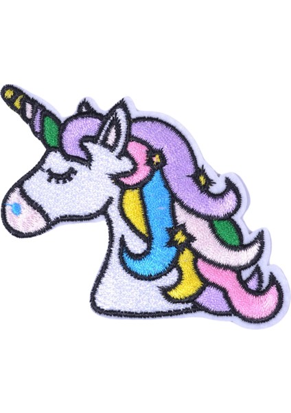 Aplike Ütü Ile Yapışan Unicorn At Beyaz Karışık Arma 6x3 cm