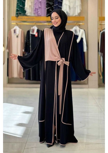 Önden Bağlama Detaylı Abaya 70005 Siyah