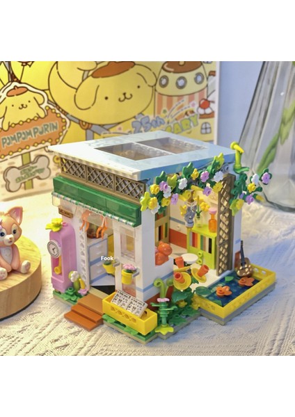 Sokak Sahnesi Yapı Taşı Oyuncakları Eğitici Montaj Modeli Süsleri ile Uyumlu Model Hediye (Yurt Dışından)
