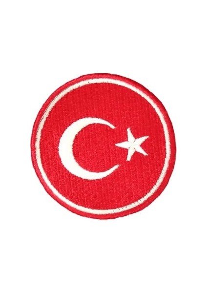Aplike Ütü Ile Yapışan Türk Bayrağı Yuvarlak Küçük Arma 3 cm