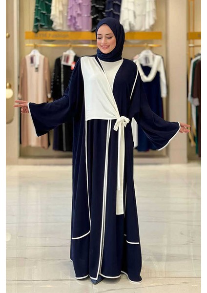 Önden Bağlama Detaylı Abaya 70005 Lacivert