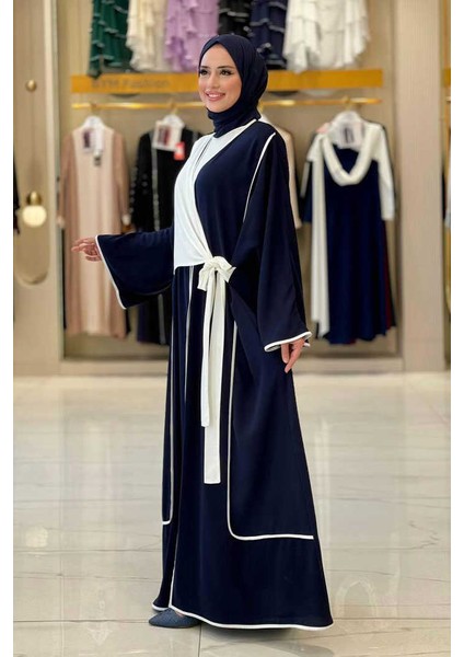 Önden Bağlama Detaylı Abaya 70005 Lacivert modelleri