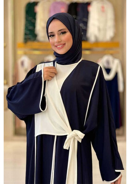 Önden Bağlama Detaylı Abaya 70005 Lacivert fırsatları