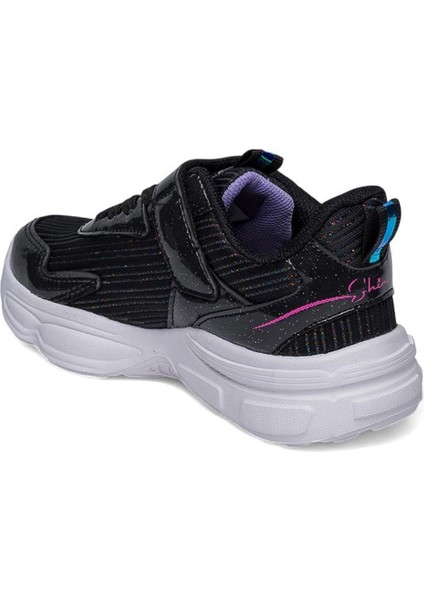 010-25 Simli Maskotlu Kız Çocuk Sneaker Siyah Lila 26-30