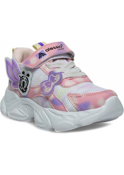 034-25 Simli Kelebek Kız Çocuk Sneaker Pembe Beyaz 26-30