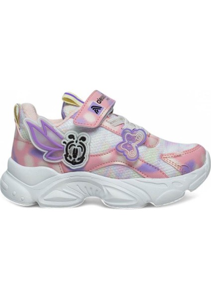 034-25 Simli Kelebek Kız Çocuk Sneaker Pembe Beyaz 26-30