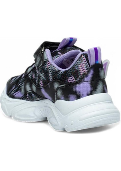 034-25 Simli Kelebek Kız Çocuk Sneaker Lila Siyah Beyaz 26-30 modelleri