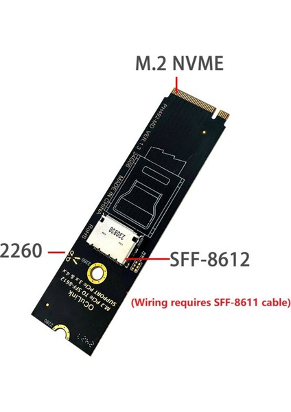 M.2 Nvme Pcıe - Oculink SFF-8611 SFF-8612 Adaptörü Mkey Nvme Nvme U.2 U.3 SSD Için (Yurt Dışından)