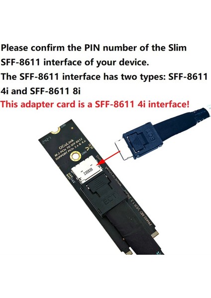 M.2 Nvme Pcıe - Oculink SFF-8611 SFF-8612 Adaptörü Mkey Nvme Nvme U.2 U.3 SSD Için (Yurt Dışından)