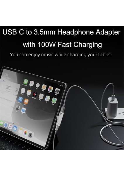 100W Hızlı Şarjlı USB C - Ses Jakı Adaptörü, 2'si 1 Arada 3,5 mm Dişi Kulaklık, Type Interface Serisi, B (Yurt Dışından)