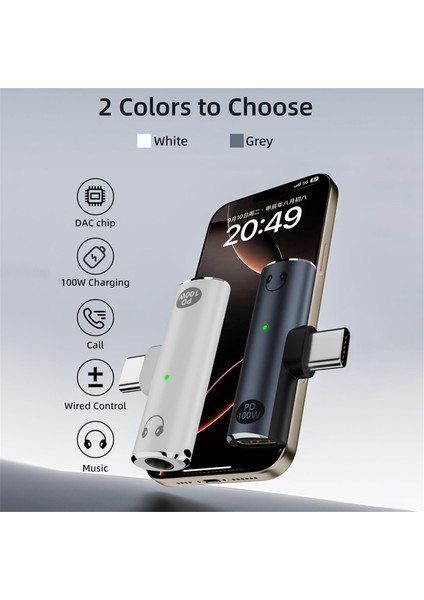 100W Hızlı Şarjlı USB C - Ses Jakı Adaptörü, 2'si 1 Arada 3,5 mm Dişi Kulaklık, Type Interface Serisi, B (Yurt Dışından)