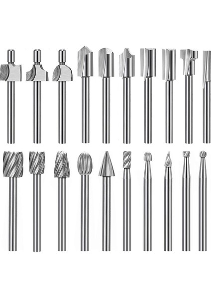 20 Adet Hss Freze Karbür Gravür Uçları Bit Seti 1/8 Inç (3mm) Şaft Döner Aletler Için (Yurt Dışından)