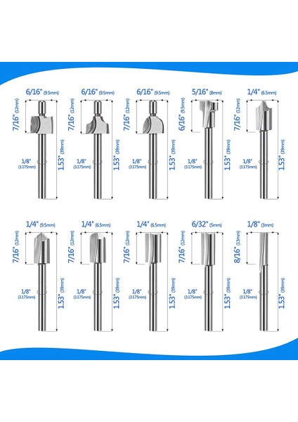 20 Adet Hss Freze Karbür Gravür Uçları Bit Seti 1/8 Inç (3mm) Şaft Döner Aletler Için (Yurt Dışından)