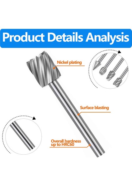 20 Adet Hss Freze Karbür Gravür Uçları Bit Seti 1/8 Inç (3mm) Şaft Döner Aletler Için (Yurt Dışından)
