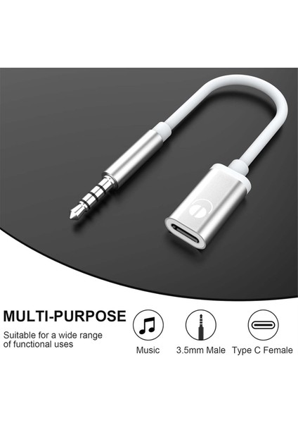 3.5mm Erkek - Tip C Dişi Ses Kablosu, Analog Jak Kulaklık Adaptörü Mp3 Çalar, Dizüstü Bilgisayar, Tablet Için (Yurt Dışından)
