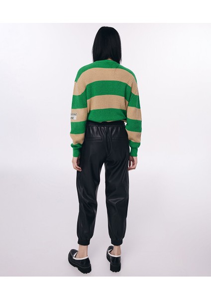 Deri Görünümlü Jogger Pantolon