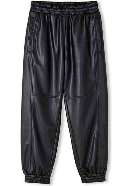 Deri Görünümlü Jogger Pantolon