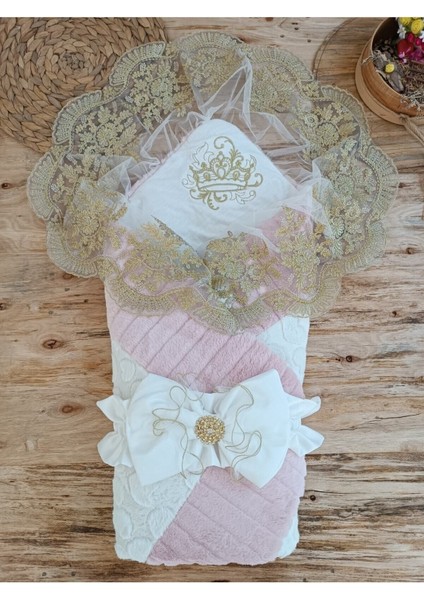 Pamuklu & Kışlık Unisex Bebek Kundağı - Gold Dantelli Bebek Battaniyesi & Hastane Çıkışı fiyatları