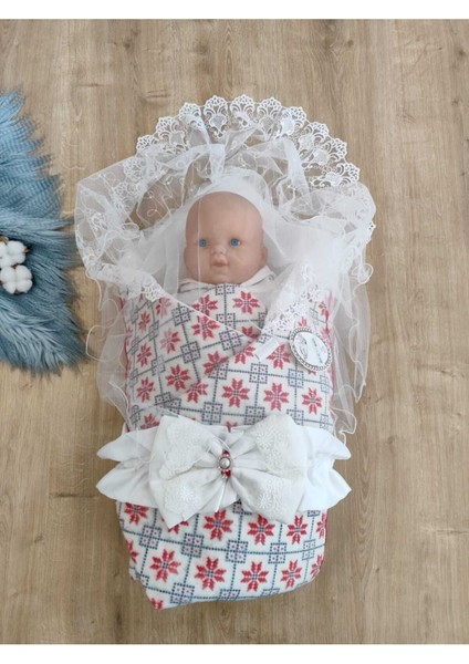 Bebek Battaniyesi Dış Kundak Dantelli Bebek Kundağı Unisex Hastane Çıkışı Hediyelik Yenidoğan