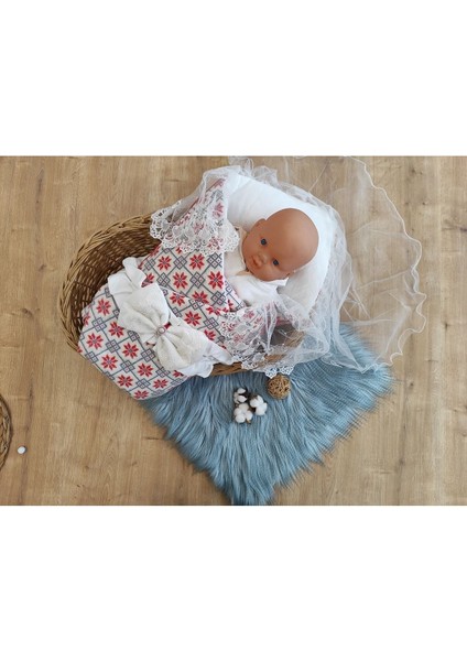 Bebek Battaniyesi Dış Kundak Dantelli Bebek Kundağı Unisex Hastane Çıkışı Hediyelik Yenidoğan