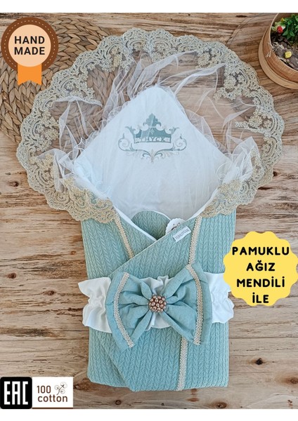 Triko Örgü Kız Erkek Bebek Batttaniyesi Kundağı Kalın Dantelli Yenidoğan Hastane Çıkışı Hediyelik
