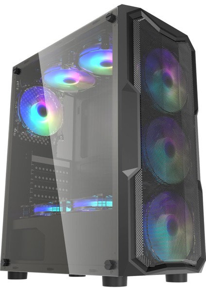 Aquarıus 4X12CM Argb Fan Mesh Panel Temperli Atx Bilgisayar Kasası