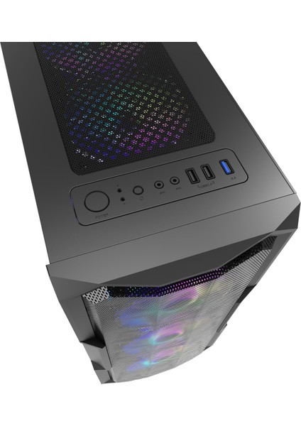 Aquarıus 4X12CM Argb Fan Mesh Panel Temperli Atx Bilgisayar Kasası
