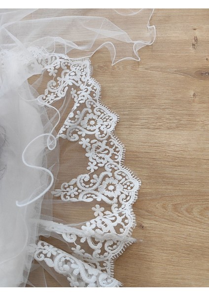 Ekru Kız Erkek Bebek Battaniyesi Kundağı %100 Pamuklu Dantelli Yenidoğan Hastane Çıkışı Mevlütlük KND45369