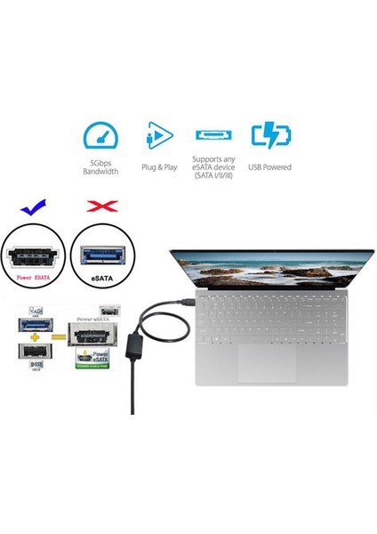 Power Over Esata Dc 5V - USB 3.0 Adaptörü Usb3.0 Hdd/ssd/odd Dönüştürücü Kablo 1m (Yurt Dışından)