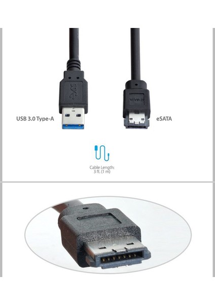 Power Over Esata Dc 5V - USB 3.0 Adaptörü Usb3.0 Hdd/ssd/odd Dönüştürücü Kablo 1m (Yurt Dışından)