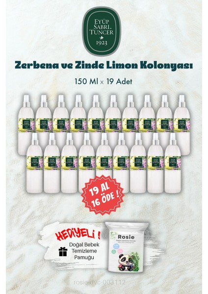19 Al 16 Öde 150 ml Verbena & Zinde Limon Kolonyası ve Rosıe Hediye