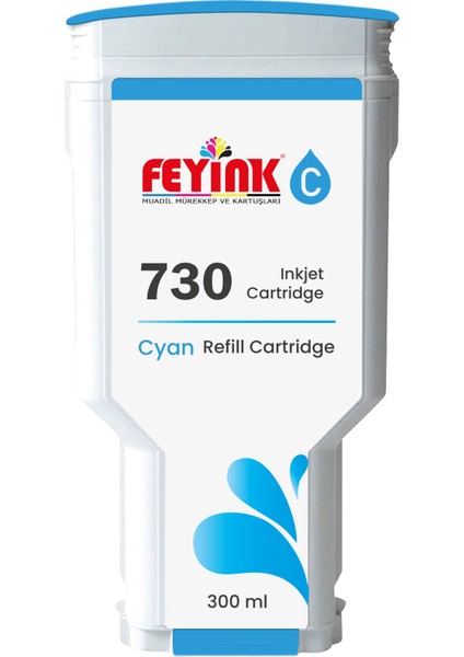 ® Hp 730 Cyan (C) Orijinal Mürekkep Dolumlu Feyink Kartuş 300 ml Mavi