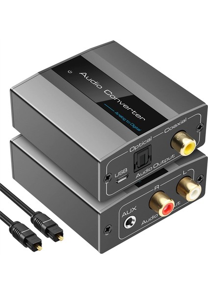 Analogdan Dijitale Ses Dönüştürücü Optik Kablolu Toslink ve Koaksiyel Adaptör (Yurt Dışından)