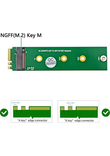 M.2 Ngff A/e - Key-M SSD Adaptör Dönüştürücü A+E M2 Nvme Yükseltici Kart Desteği 2230 2242 2260 2280 (Yurt Dışından)