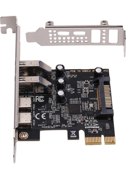 Pcı Genişletme Kartı 4-Port (Tip-C+A) USB 3.2 5gbps Yüksek Hızlı Hub Masaüstü Bilgisayar Için Sürücüsüz (Yurt Dışından)