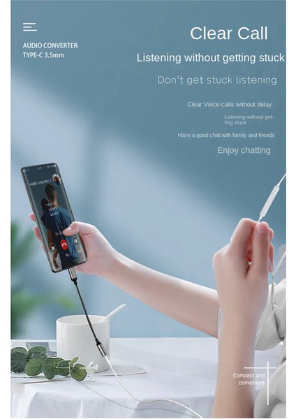 Android Telefon Dinleme Için Typec Kulaklık Adaptörü Type-C 3.5mm Ses Arabirim Kablosu (Siyah) (Yurt Dışından)