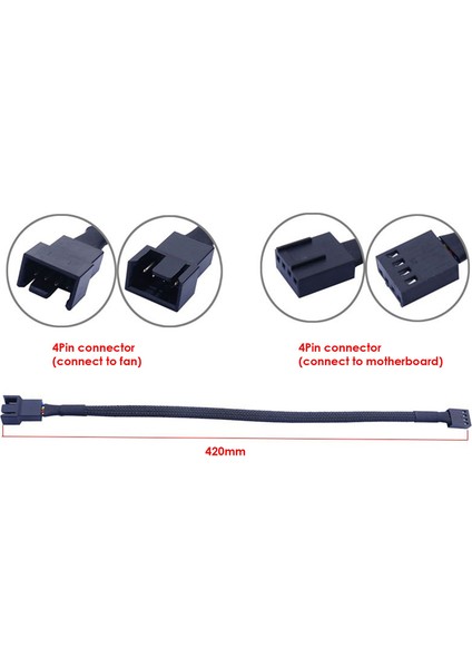 10 Adet Bilgisayar Pwm Sıcaklık Kontrol Soğutma Fanı Adaptör Kablosu 4pin Uzatma Cpu (Yurt Dışından)