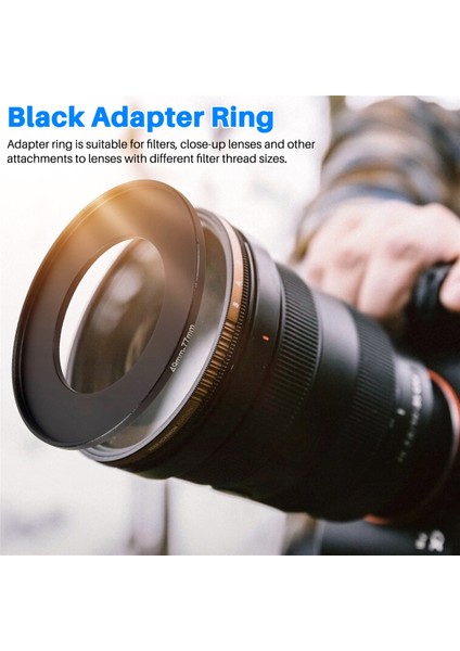 Kamera Lens Filtresi Yükseltme Halkası 49MM-77MM Adaptör Siyah (Yurt Dışından)