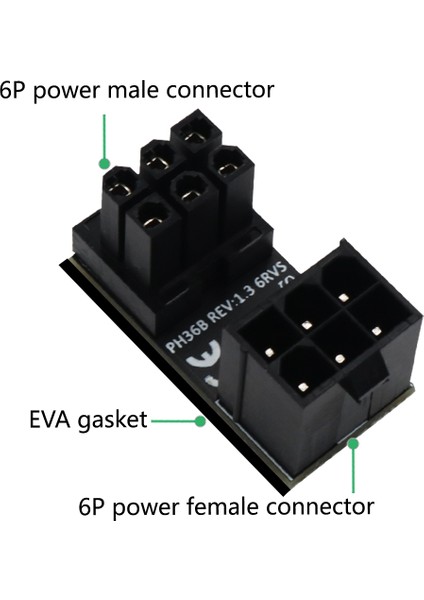 Adet Atx 6pin Dişi-Erkek 180 Derece Açı Güç Adaptörü Dönüştürücü Masaüstü Bilgisayarlar Için Görüntü Kartı (Yurt Dışından)