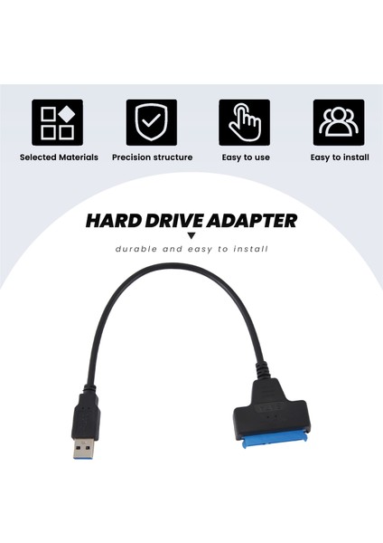 USB 3.0 - 2.5 Inç Sata Sabit Disk Adaptör Kablosu Dönüştürücü-Siyah (Yurt Dışından)