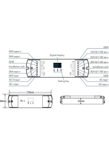 Kanal DMX512 - 1-10V / 0-10V Dönüştürücü, Dc 12V-24V Giriş, 4ch Rdm Sayısal Ekran Sinyal Transformatörü Dl-L (Yurt Dışından)