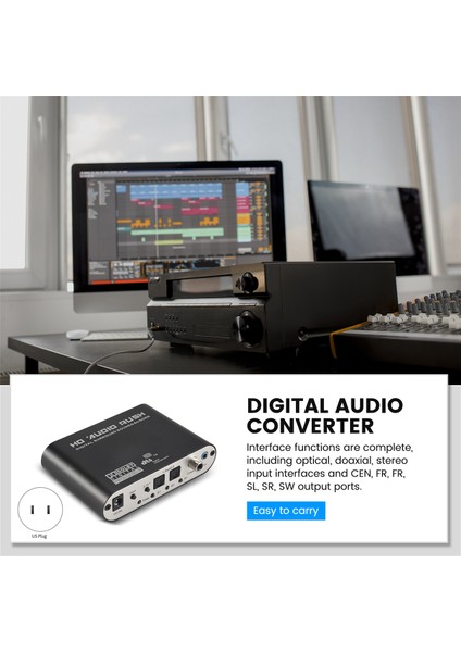 5.1 Audio Rush Dijital Ses Kod Çözücü Dönüştürücü - Optik Spdıf/ Koaksiyel Ac3 Dts Stereo(R/l) - 5.1ch Analog (6rca Çıkış) Siyah (Yurt Dışından)