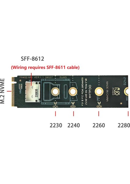 M.2 Nvme Pcıe - Oculink Dişi Dock SFF-8612 Adaptörü Mkey Nvme SFF-8611 (Yurt Dışından)