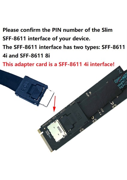 M.2 Nvme Pcıe - Oculink Dişi Dock SFF-8612 Adaptörü Mkey Nvme SFF-8611 (Yurt Dışından)
