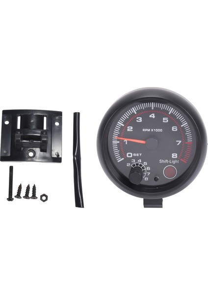 Evrensel 3.75 Inç 12V Beyaz LED Arka Aydınlatmalı Takometre Ölçer Kırmızı Vites Işığı ile Otomatik Benzinli Araba Için, 0-8000 Rpm (Yurt Dışından)
