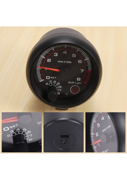 Evrensel 3.75 Inç 12V Beyaz LED Arka Aydınlatmalı Takometre Ölçer Kırmızı Vites Işığı ile Otomatik Benzinli Araba Için, 0-8000 Rpm (Yurt Dışından) indirimleri