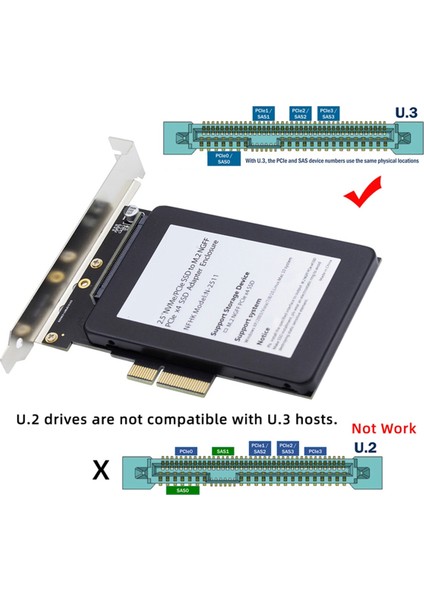 Nvme Pcıe SSD U.3 U3 Kit SFF-8639 - Pcı-E 4.0 X4 Ana Bilgisayar Adaptörü Anakart PM1735 (Yurt Dışından)